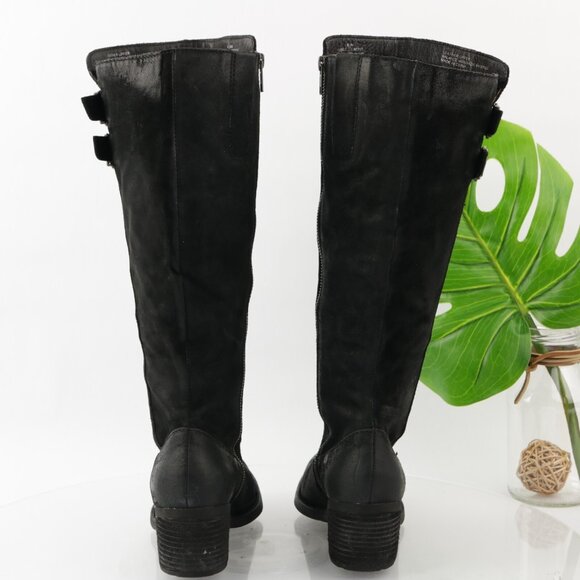 Born Womens Basil Riding Boot Size 8.5 M Tall Black Suede Block Heel Buckles - Picture 7 of 16